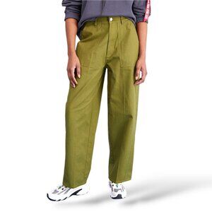 OBEY NWT Eugene moss green mega high waisted wide leg utility zip fly pants 28"